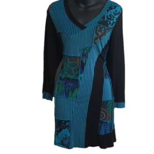 Parsley and Sage Patchwork look mixed patterns dress. Size medium.